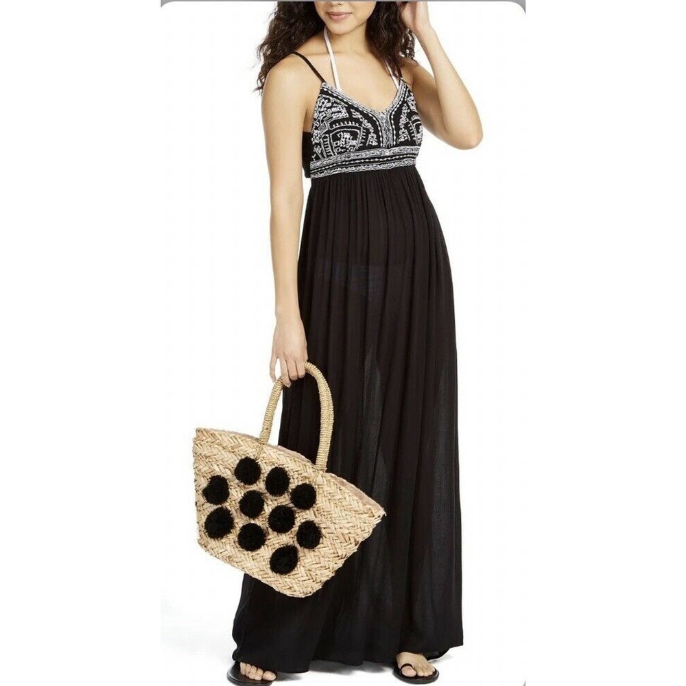 Raviya Embroidered Swim Cover‎ Up Maxi Dress Small